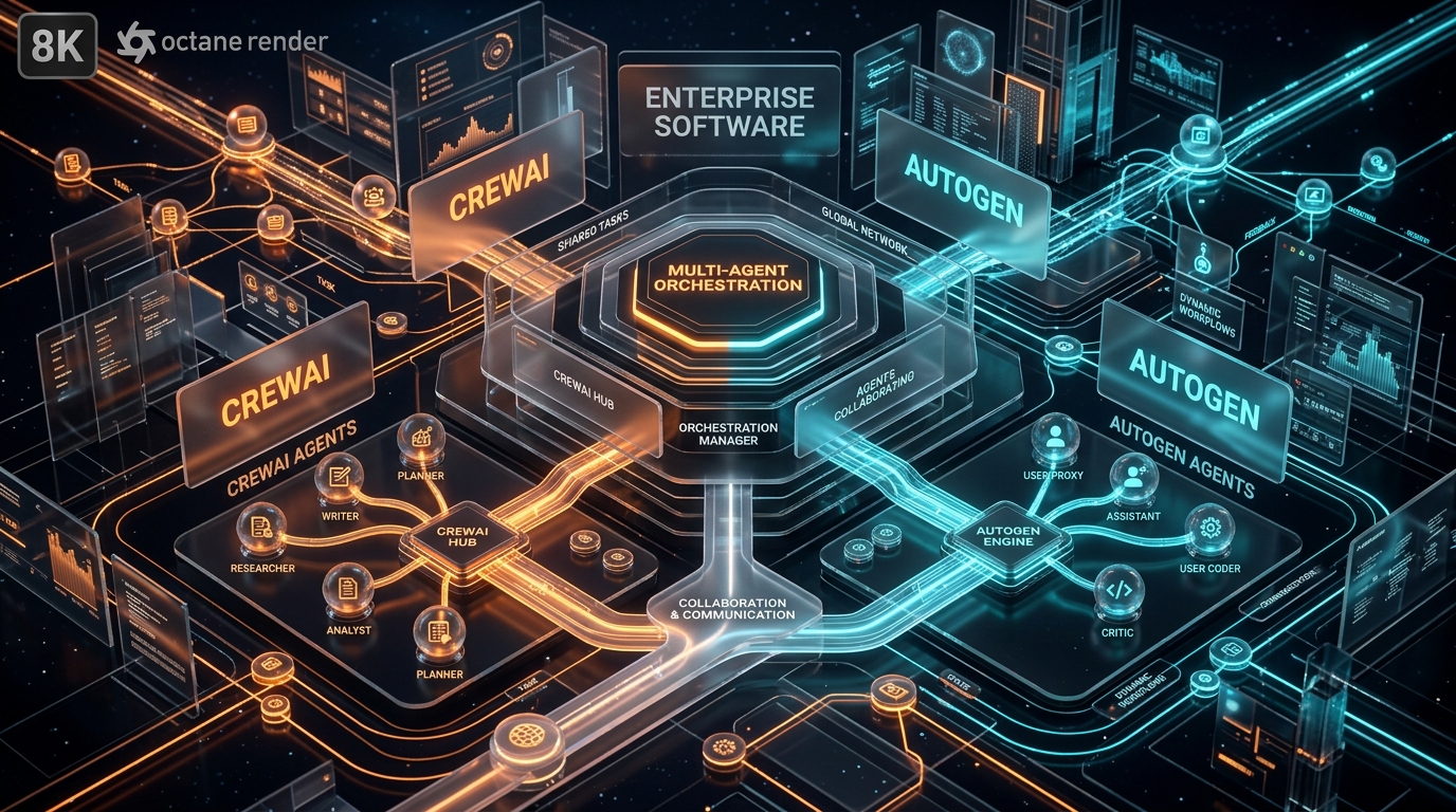 Orquestación Multi-Agente CrewAI AutoGen — Ingruvo